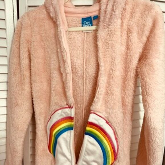 Care Bears Adult One Piece Fleece Romper Sz S Cozy Short Loungewear Pink Onesie - Picture 4 of 8